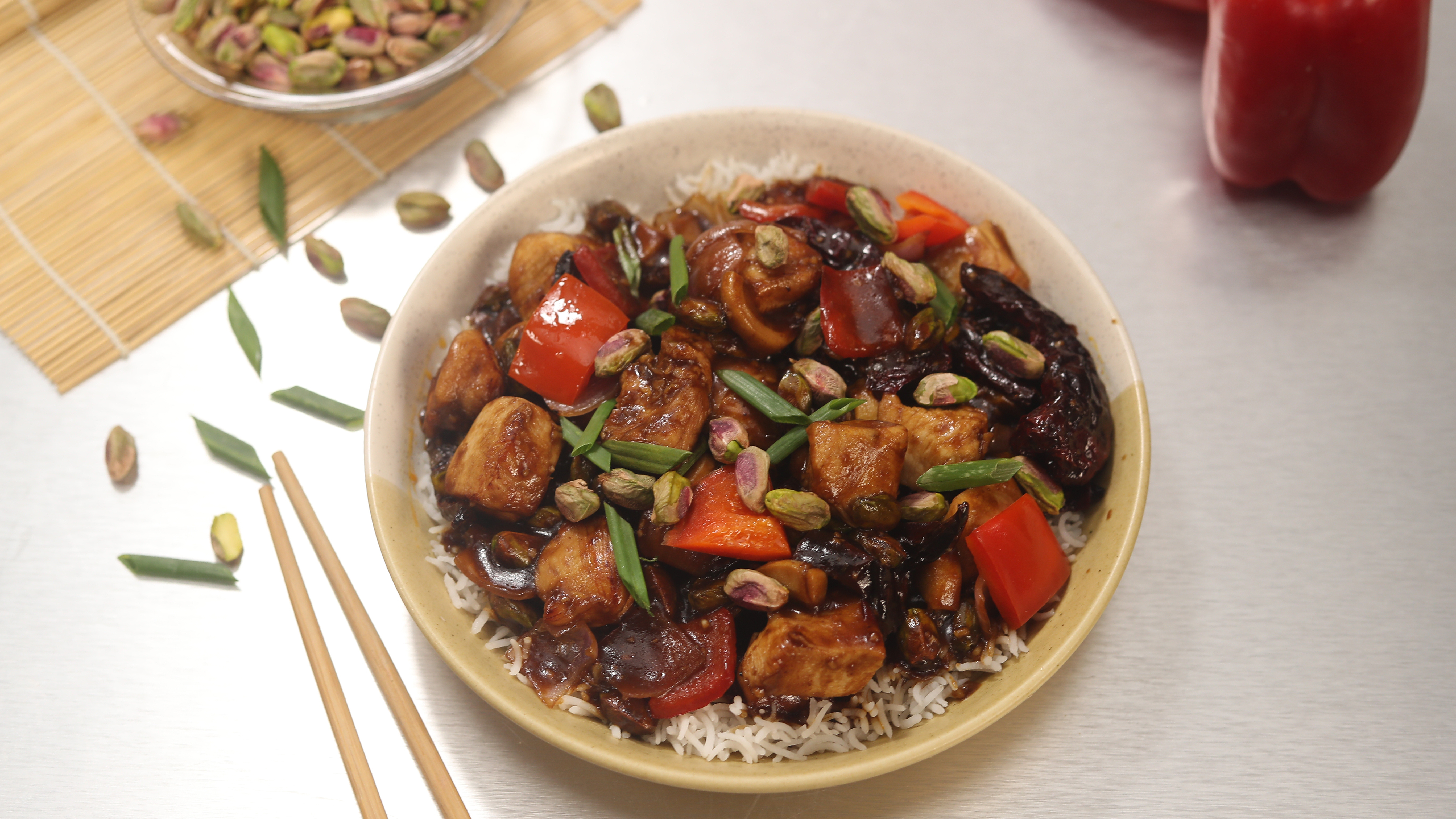 Kung Pao Chicken with American Pistachios